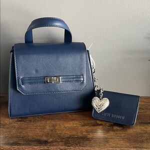 Steve Madden Blue Satchel with Heart Charm